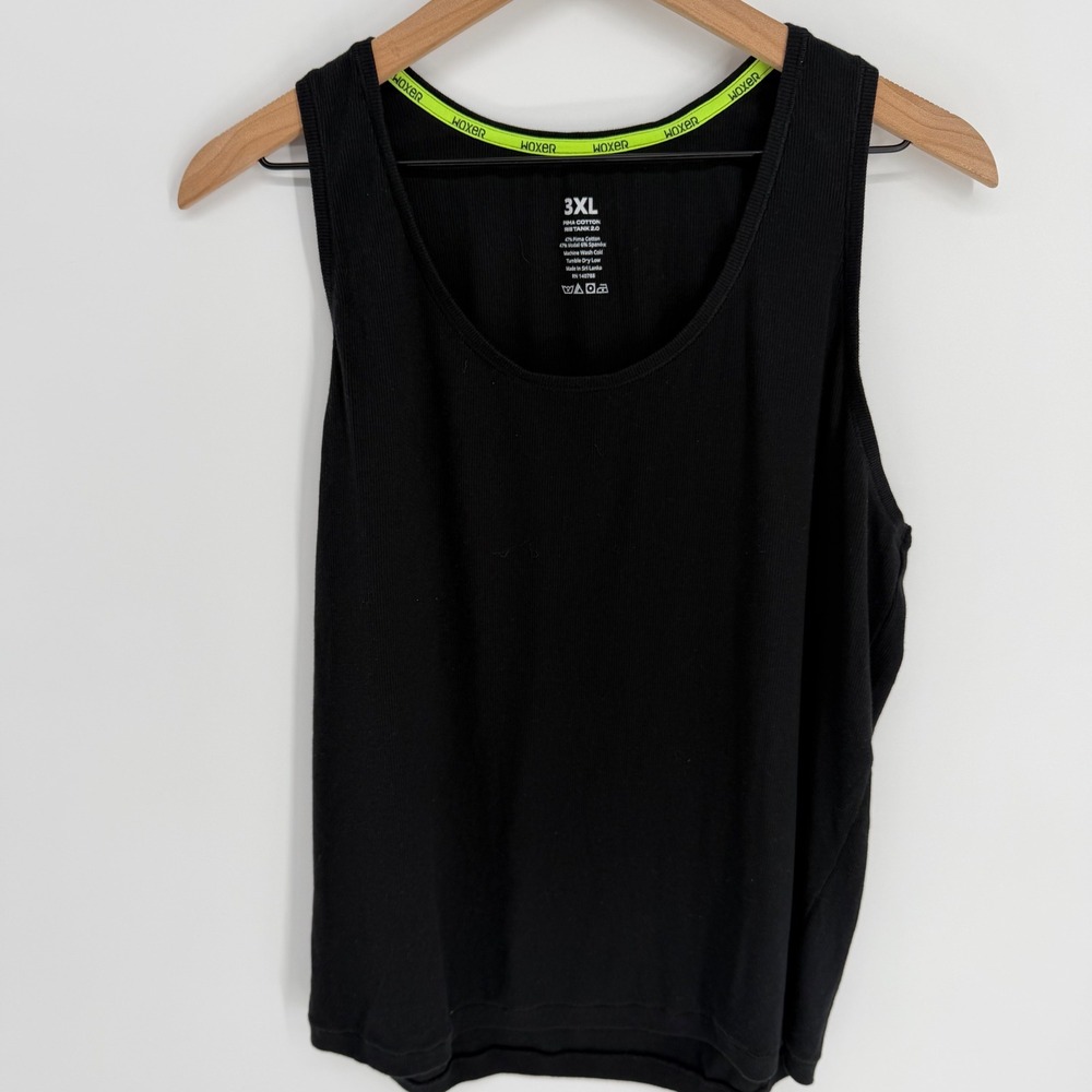 Woxer‎ Pima Cotton Rib Tank 2.0 Black 3XL Sensory Friendly Tagless Lounge